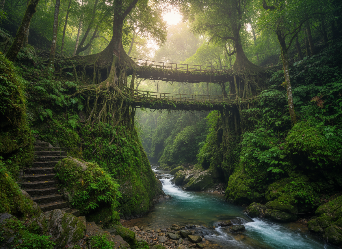 Double Decker Living Root Bridge Nongriat