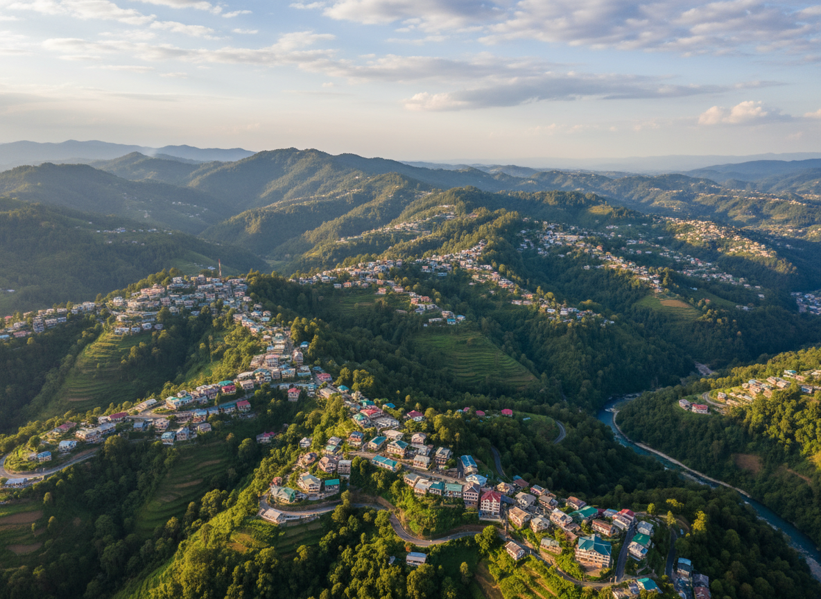 Aizawl hillside with green mountains, Mizoram