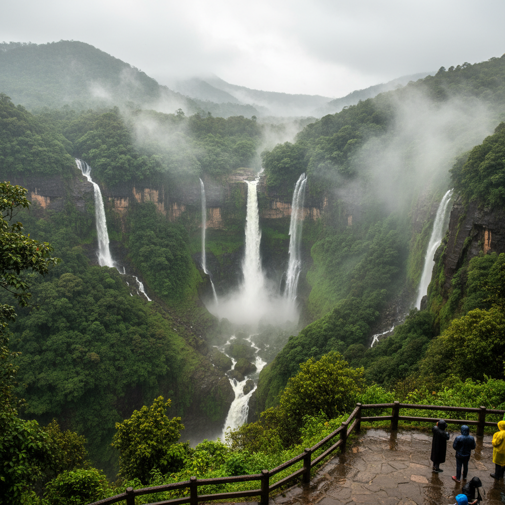 Cherrapunji waterfalls and misty valleys, Meghalaya