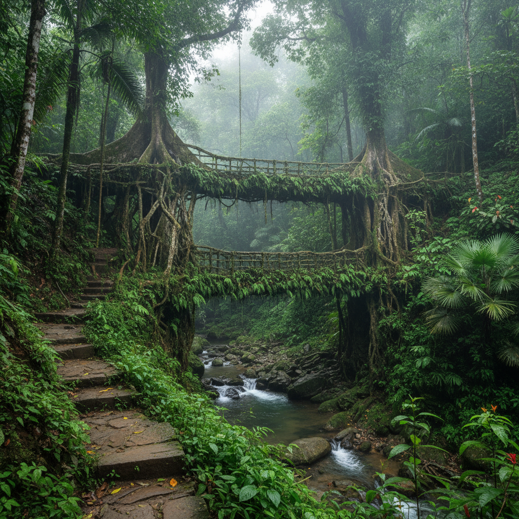 Double Decker Living Root Bridge at Nongriat, Meghalaya