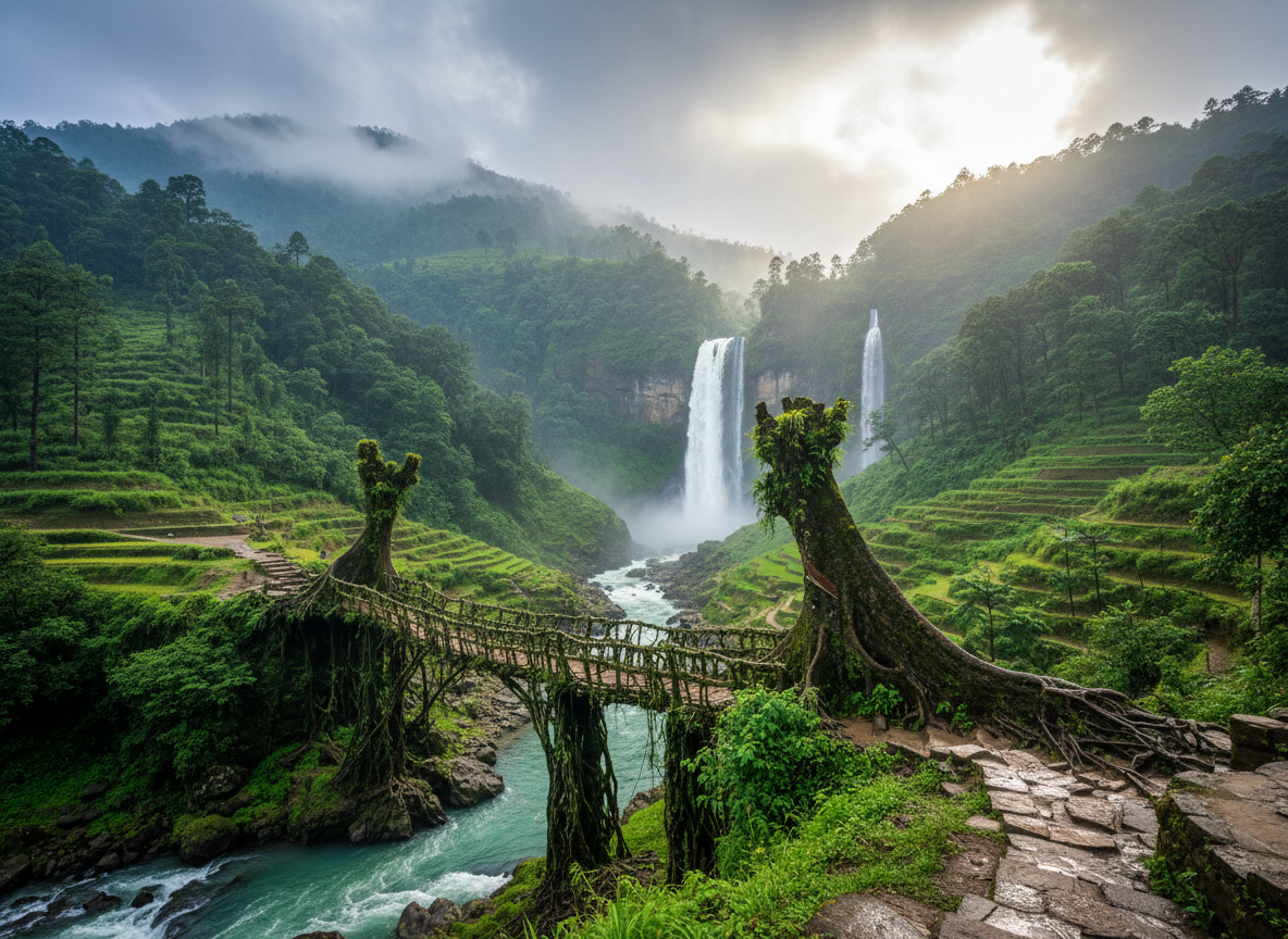 Meghalaya Escape — Living Root Bridges and waterfalls of Cherrapunji
